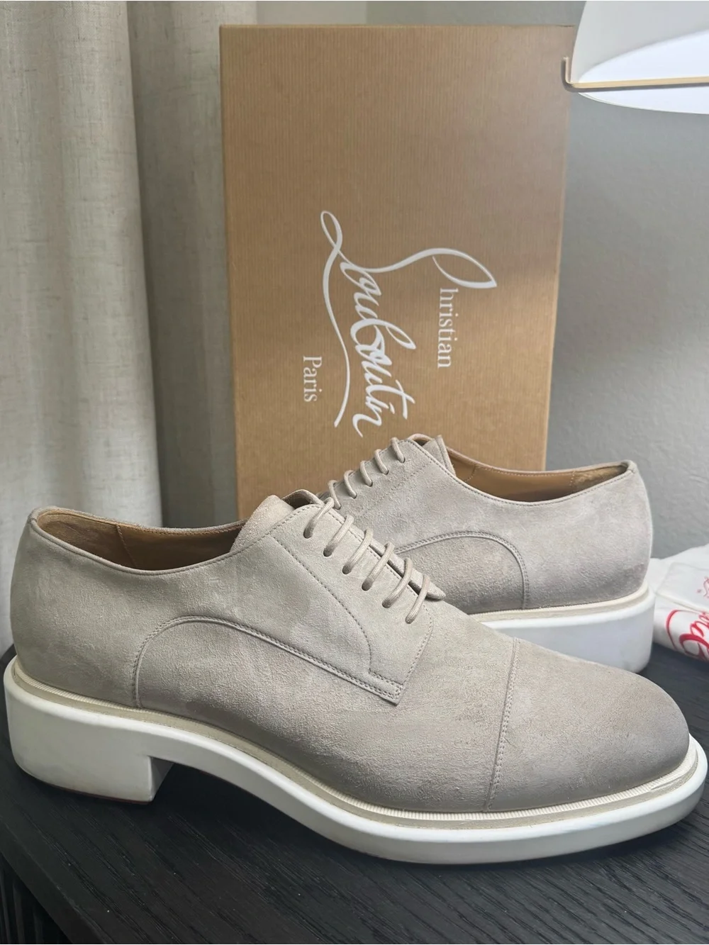 Christian Louboutin Urbino Lace-Up Dress Shoes Suede Goose 45